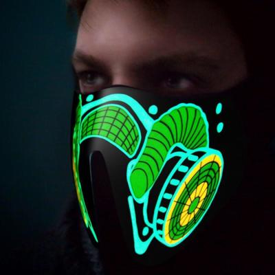 China Sound Activated EL Mask With Custom Print , For Party Decoration LED Mask EL Sound Activated Mask for sale