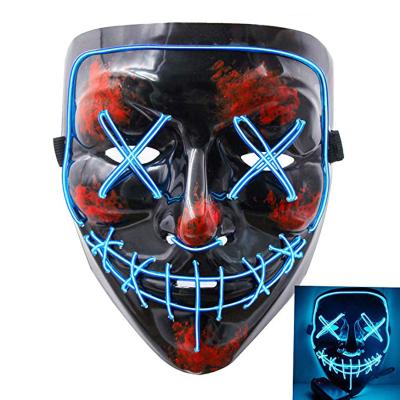 China Christmas Activted EL Wire Cosplay LED Mask Halloween Party Festival Festival Noise Mask Halloween Mask Light Up Purge Mask for sale