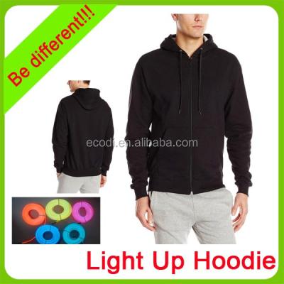 China Attractive sound activted or constant light! ! Zipper Up Lighting Up Sweatshirts / Glowing Clothes Hoodie / LED Instant Hoodie Glow In The Dark for sale