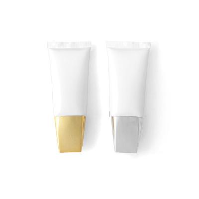 China 30ml 30g PE BB Cream Oval Squeeze Foundation Cosmetic Soft Tube With Gold Silver Lids for sale