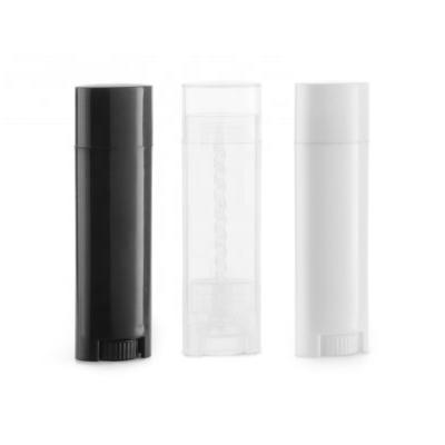 China Cosmetic 0.15oz 4.5g Mini Empty Chapstick Tube Container Clear Black White Oval Lip Balm Plastic Tube for sale