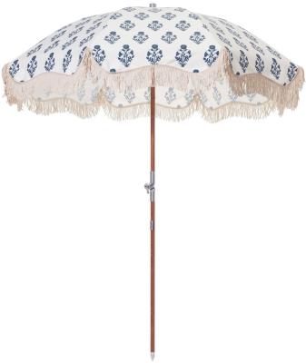 China Traditional Wholesale Custom Printing Outdoor Patio Beach Garden Adjustable Umbrella With Tassels Parasols for sale