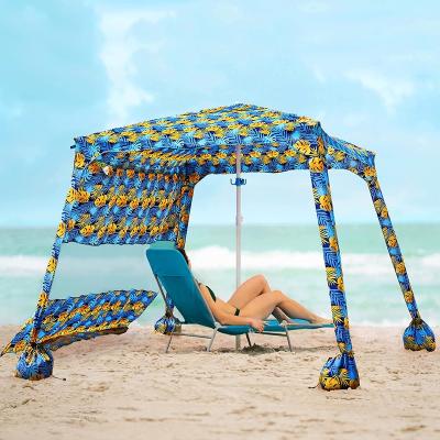 China Customized Portable Traditional Style Square Sun Shelter Tents Outdoor Umbrella Hut UV Protection Beach Hut With Sandbags for sale