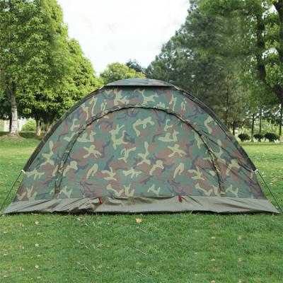 China Camouflage Design Family UV-Resistant Camping Tent With Poles 2-4 Person Durable Fiberglass Outdoor Tents for sale