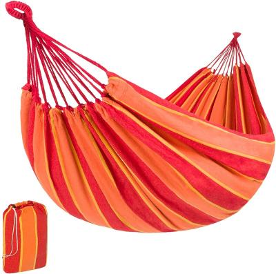 China Durable Popular Design Cotton Material Hammock With Tree Straps Portable Hammock With Carry Bag for sale