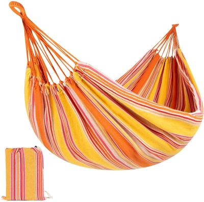 China Durable Indoor Outdoor Brazilian Style Cotton Hammock Bed For Backyard Camping Patio w/Carrying Bag for sale