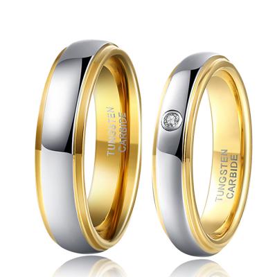 China Fashion Jewelry 4mm 6mm Trendy Tungsten Carbide Stone Inlaid Wedding Rings For Men And Women for sale