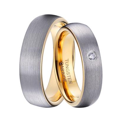 China Fashionable 4mm 6mm Ring Gold Wedding Rings With Tungsten Carbide Stones For Women for sale