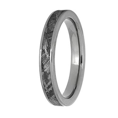 China Fashionable High Quality Handmade Flat Meteorite Ring Womens Titanium Wedding Band Jewelry 3mm for sale