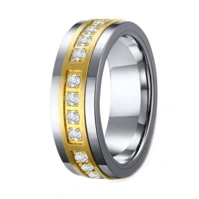 China FASHIONABLE Luxury High Quality Zircon Comfort Fit Stainless Steel Mens Tungsten Ring for sale