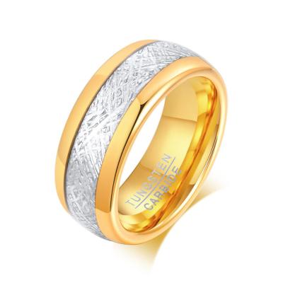 China FASHIONABLE Classic Gold Ring Fancy Ring 18k Gold Wedding Rings Meteorite Grain Inlay Fancy Tungsten Carbide Ring Designs For Women Men for sale