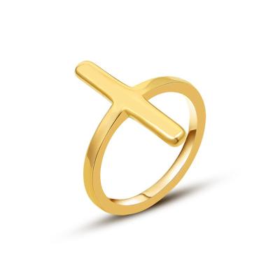 China Fashion Cross Rings Jewelry Korea Style Women's TRENDY Gold Plated Stainless Steel Ring for sale