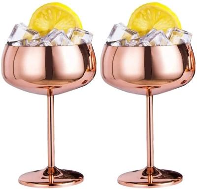 China Minimalist Champagne Glasses Stainless Steel Vintage Martini Cocktail Glass 2 Wine Goblet Set for sale