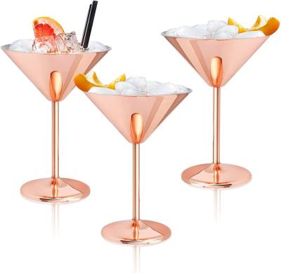 China Minimalist 300ML 304 Stainless Steel Martini Glasses, 200ML Rose Gold Unbreakable Cocktail Glasses, Wine Glasses for sale