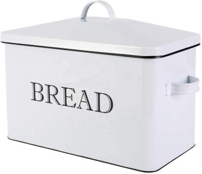 China Large minimalist bread box white, metal bread bin, high capacity bread storage for sale