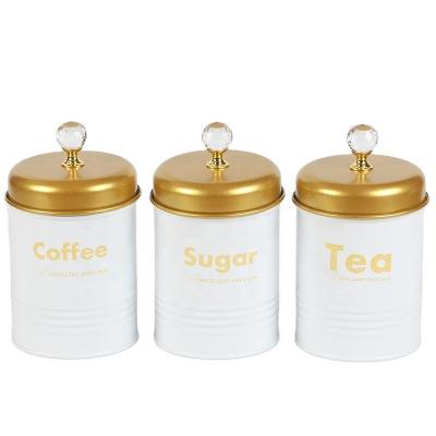 China Sustainable Coffee Sugar Tin Canister Set, Home Kitchen Tea Canisters Metal Sugar Canister Tea Canister for sale