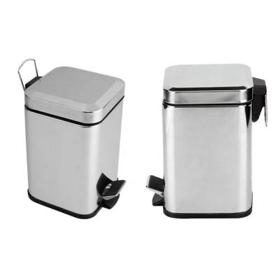 China Sustainable Stainless Steel Bin Square Pedal Bins Soft Closing Waste Sanitary Bin for sale