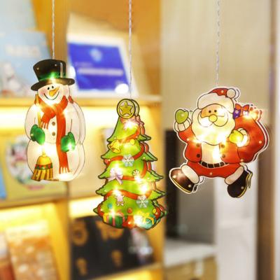 China Creative Christmas Decoration Suction Cup Window Stickers Hanging Lights Christmas Shop Decoration Led String Light for sale