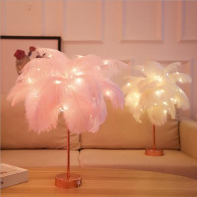 China Modern Nordic Romantic Feather 200LM Modern Table Lamp Night Lamp For Birthday Gift for sale