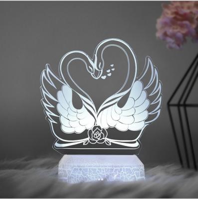 China 2021 New Style Birthday Gift Modern Creative Crystal Romantic 3D Night Light Table Lamps for sale