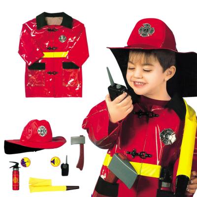 China Hot Selling Polyester Firefighter Costume Firefighter Role Play Dress Halloween Equipment For Kids for sale