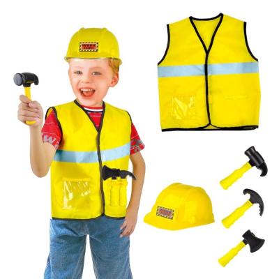 China Fancy Kids Dress Up Children Educational Construction Worker Role Play Pretend Toys Kit Builder Children Cosplay Costumes For for sale