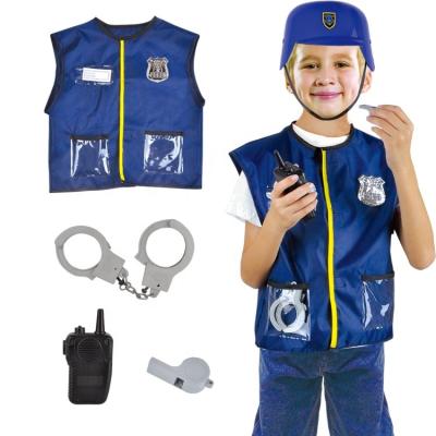 China Kids Fancy Dress Up Costume Police-oriented Officer Kit Boys Uniform Interpretive Role Play Equipment Costume Halloween Carnival Party for sale