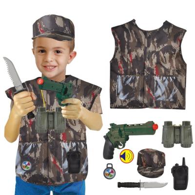 China Fancy kids dress up Military-themed army uniform Soldier-themed costumes kids carnival costume for boys 7 pieces set role play costumes for sale