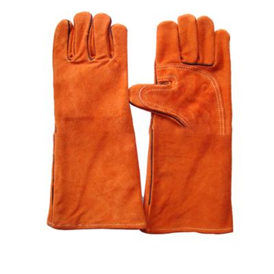 China Work Protection Red Cowhide Split Hand Safety Welding Leather Industrial Work Gloves for sale