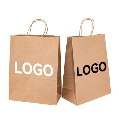 China Recycled Materials Wholesale Cheap White Food Gift Shopping Wedding Paper Handles Custom Printing Kraft Paper Bags With Your Own Logo for sale