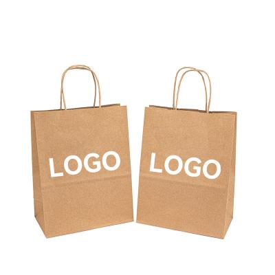 China Custom Shopping 100 Packing Materials Recycled Full Color Recyclable Paper Bags Gsm Brown Kraft Paper Large Logo Eco Friendly Gift With Twisted Handles for sale