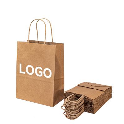 China Recycled Materials Custom Logo Printed Large Eco-Friendly Recycled Brown Packaging Restaurant Lunch Cafe Deli Kraft Paper Bags For Food for sale