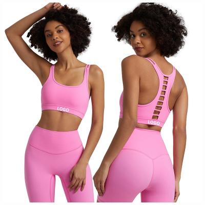 China High Quality Breathable 2023 Custom Logo Ladies Gym Fitness Yoga Tops Nylon Spandex Push Up Forming Seamless Women Sports Bra for sale