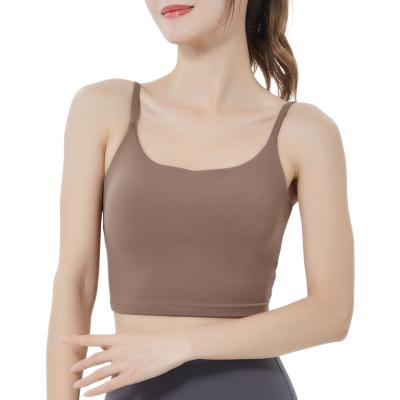 China Wholesale Soft Breathable Customs Training Plus Size Yoga Gym Sports Bras Fitness Cross Back Sexy Top For Women for sale