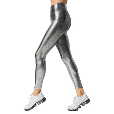 China Wholesale Breathable High Waisted Shape Shiny Color Women Sports Yoga Pants Shiny Fitness Gym Leggings for sale