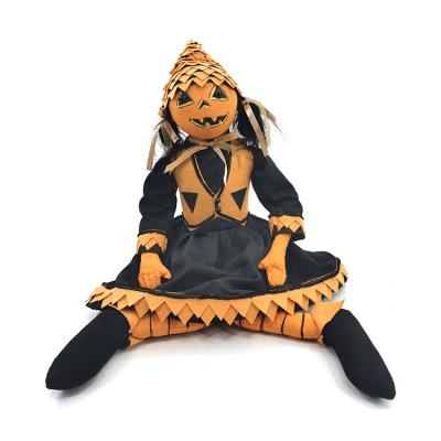 China Cloth Halloween Pumpkin Triangle Hat Decoration Party Horror Atmosphere Head Decoration for sale