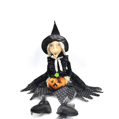 China Terrific Fabric Horror With A Pumpkin Head Witch Halloween Home Decor Ornament Gift In Hand for sale