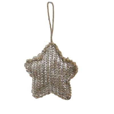 China Popular Star Shaped Fabric Christmas Pendant Little Silver Rough-Edged Star for sale