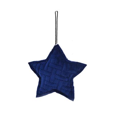 China Cloth Noble Blue Starry Pentagon Decoration Christmas Party Decoration Pendant Ornaments for sale