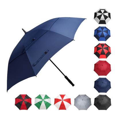 China 68/62/58 Inch Large Hanging Oversized Double Canopy Vented Waterproof Windproof Automatic Open Stick Golf Umbrella Men And Women for sale