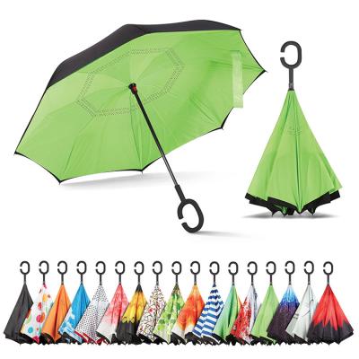 China China Custom Cheap Custom Handle Double Layer Inside Out C Shape Umbrella Inverted Reverse Umbrellas for sale