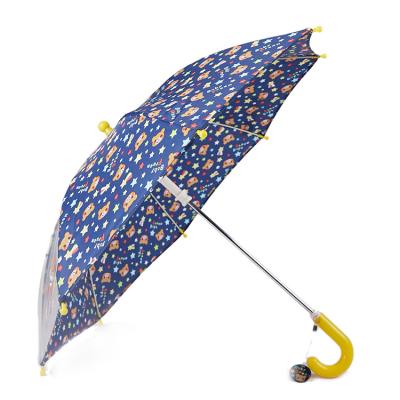 China China Minimalist Pongee Manual Small Open Blue Bear Color Printing Children's Umbrellas 15Inch 190T For Children for sale