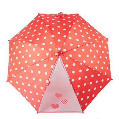 China Minimalist 17Inch Metal Shaft Manual Open Cute Red Umbrellas Dot Printing Child Kids Straight Lovely Umbrellas for sale