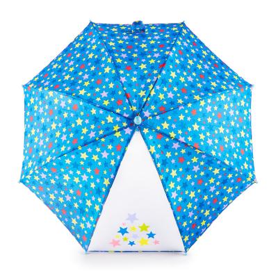 China Wholesale Custom Blue Star Transitional Printing 17inch Manual Control Umbrella Kids Straight Umbrellas for sale