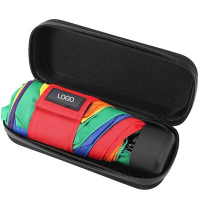 China Wholesale Custom Waterproof Rainbow 5 Fold Folding Mini Micro Umbrella With Logo Print for sale