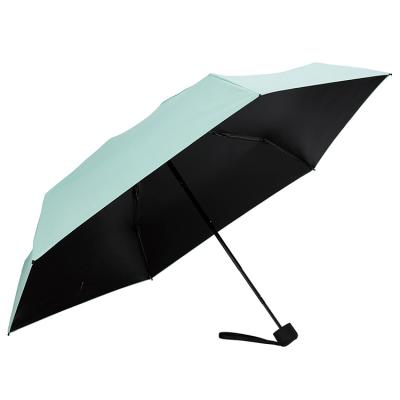 China China Contemporary Logo Green Custom Mini Travel Printing Ultralight High Quality 5 Fold Umbrellas for sale