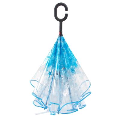 China Novelty Double Layer Reverse Cars Reverse Clear Transparent Umbrella for sale