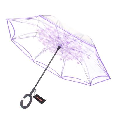 China China Bohemian Factory Handle Umbrella Sombrillas Clear Transparent Inverted Cars Reverse Umbrellas for sale