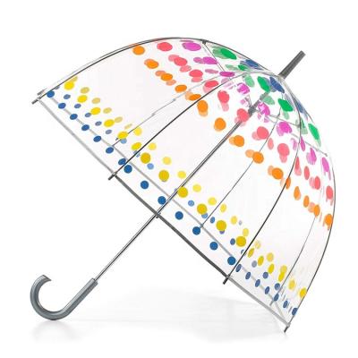 China Dot Plastic Automatic Rain Clear Transitional Dome Children Woman Promotion Transparent Umbrella for sale