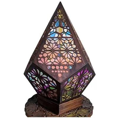 China Europe KRAFF RTS Wooden Floor Lamp Hollow Out Decorative Wooden Night Lamp LED Decoration for sale